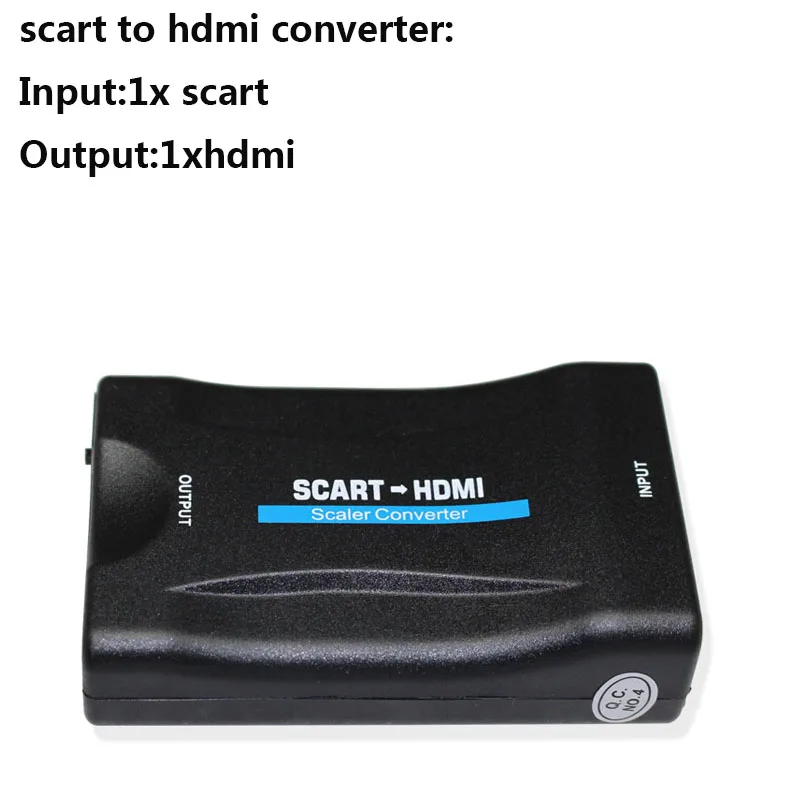 Черный 1080P SCART К HDMI видео аудио высококлассный конвертер адаптер для HD tv DVD для Sky Box STB подключи и играй с кабелем постоянного тока или вилкой европейского стандарта - Цвет: Черный