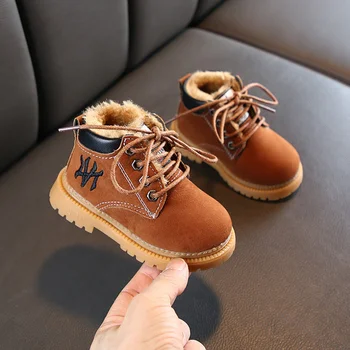 

Winter Toddler Kids Pu Leather Snow Boots Warm Girls Boys Martin Boots Casual Plush Children Kids Shoes 21-30