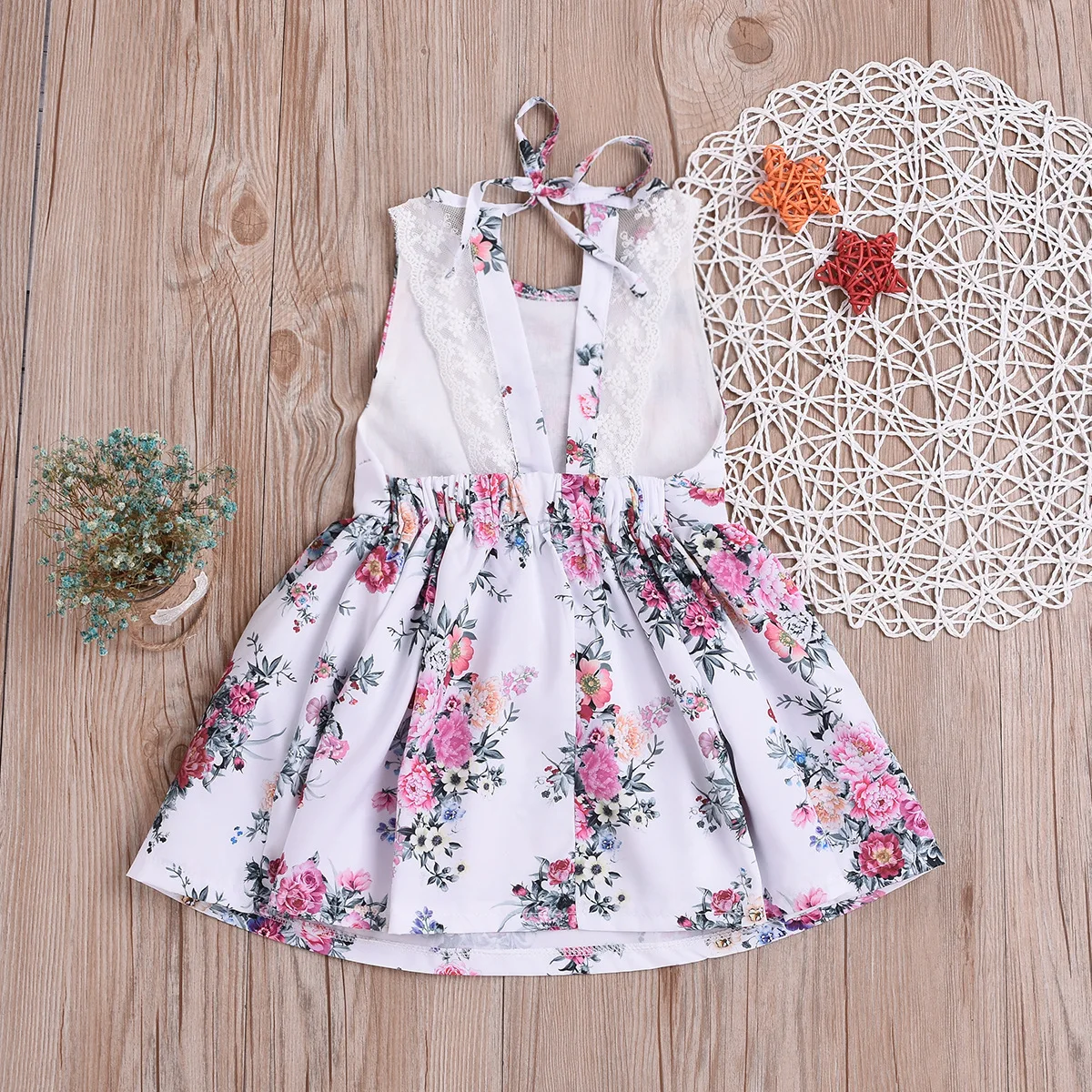 

2019 New Products INS Girls Dress Europe And America Children Flower Printed Backless Dress