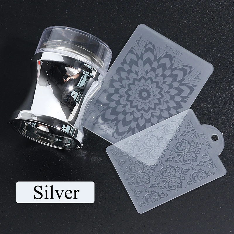 

Nail Stamper Manicure Scraper Polish Transfer Template Kits With Cap Nail Art Stamping Plate 1Set Clear Silicone Head Mirror