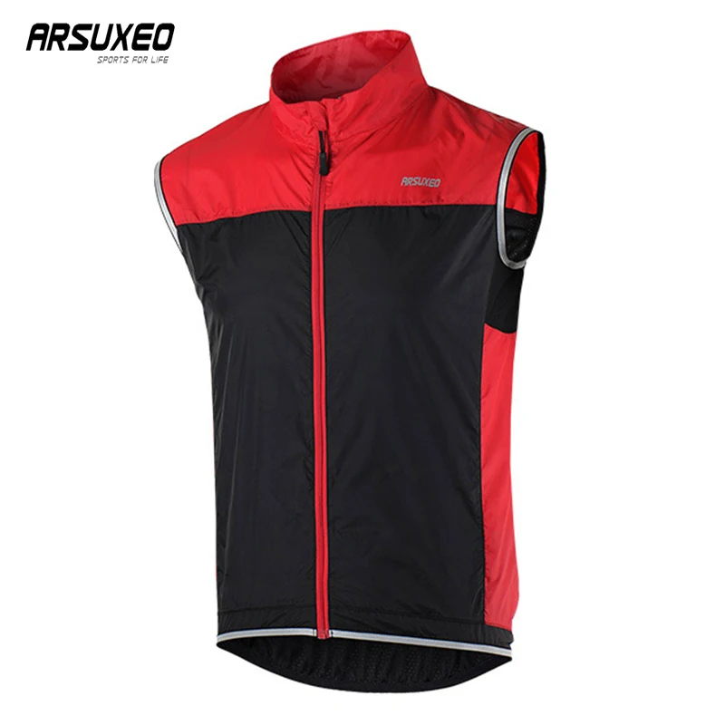 Cycling Vest ARSUXEO Cycling Vest Man Bike Clothes Quick Dry Reflective With Pocket MTB Breathable Running