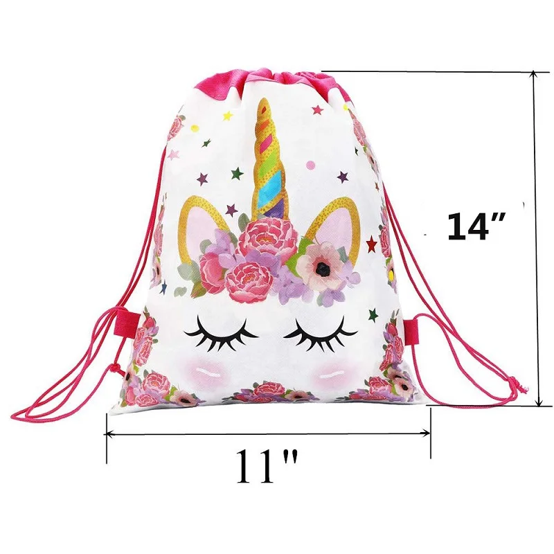 1 шт. пластиковый хлопковый рюкзак с цветочным принтом единорога сумка на шнурке для девочек Licorne Juguetes сумка для хранения для детей Плюшевые игрушки для хранения