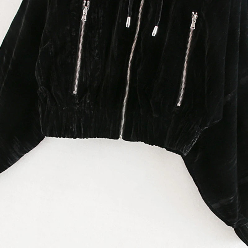 RR Turtleneck Short Jackets Women Fashion Solid Velvet Coats Women Elegant Zipper Long Sleeve Jackets Female Ladies JV