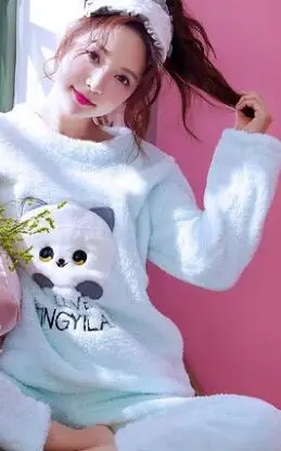 StyleQ Женская ночная рубашка, милое теплое домашнее платье для девочек, молодежная осенне-зимняя одежда с длинными рукавами, бархатная уплотненная фланель, одежда для сна, H5636 - Цвет: StyleQ