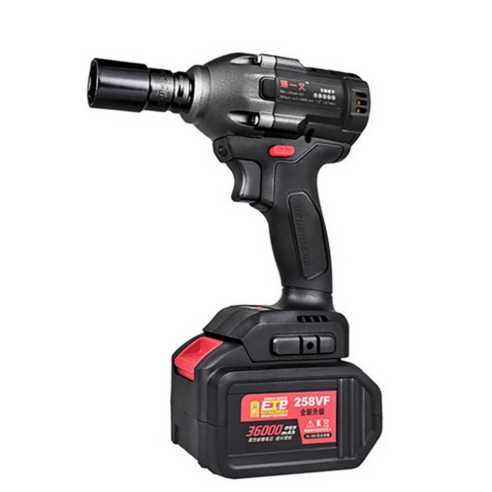 480 Nm 5/8 mm Electric Powerful Impact Wrench Rechargeable-Lithium LED Lighting Variable Speed Trigger Brushless Motor Wrench