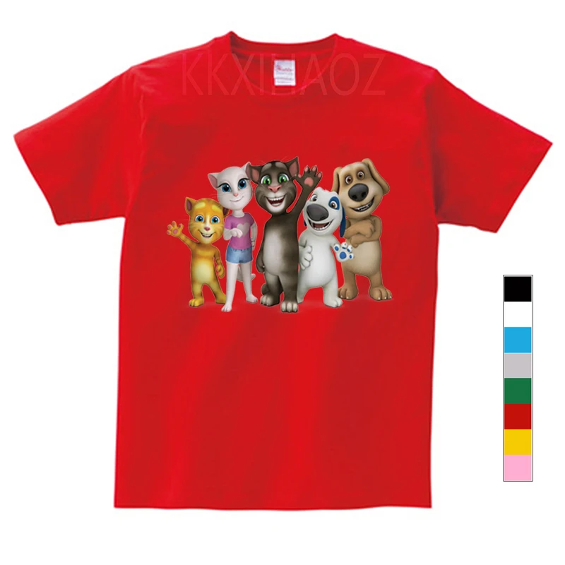 Summer Talking Tom Cat Game Print Cotton Kids Clothing Baby Tops T Shirts Children Short Sleeve Costume Boys Girls Cartoon Tees | Детская