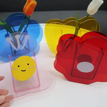 

Nordic Simple Acrylic Vase Korea Lovely Leaves Flowers Ins Style Colorful Flower Home Furnishings Christmas