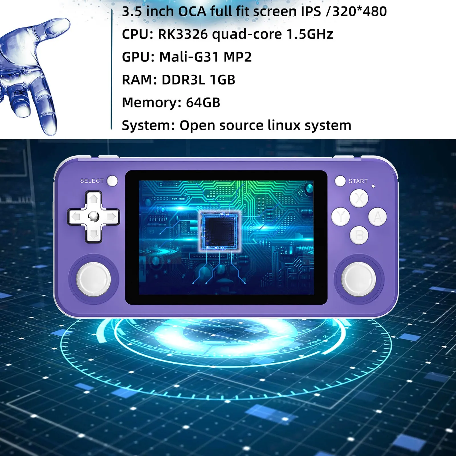US $68.05 Rg351p Handheld Game Console 35Inch Ips Screen Dual Rocker Linux System Pc Shell Ps1 N64 Games Childrens GiftsG3