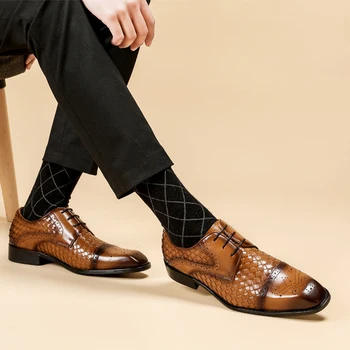 

Men leather shoes business dress suit shoes men luxury brand Bullock genuine leather black laces wedding mens shoes Steinmeier