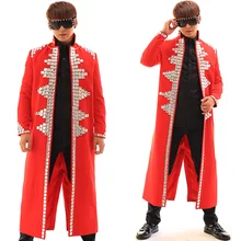 Красный алмаз с длинным рукавом куртка мужской джазовый танцевальный костюм размера плюс халат концертный хип-хоп представление костюм Мужская одежда DWY2717