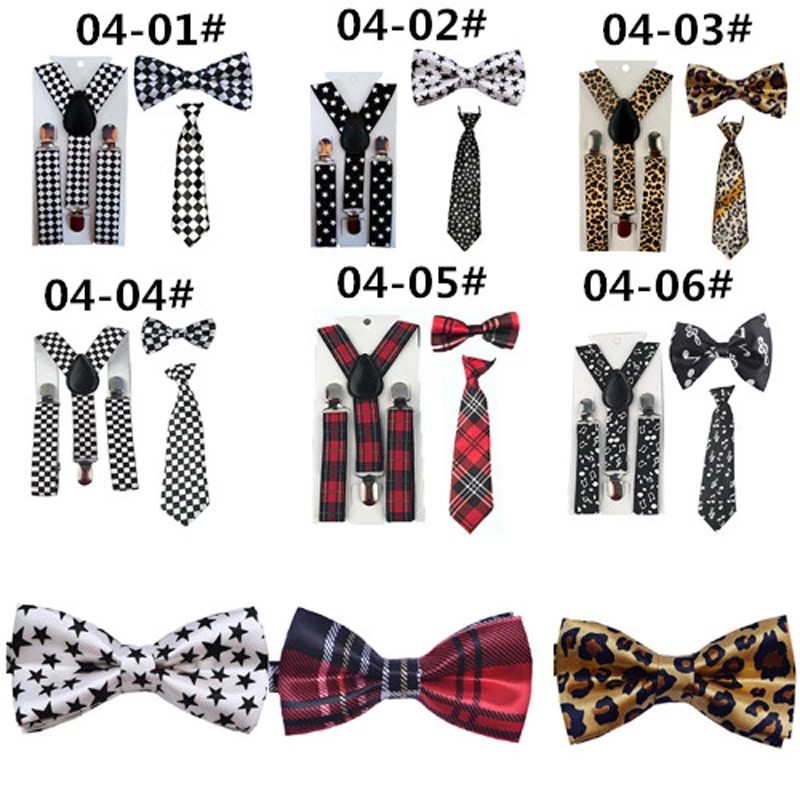 New Girls Boys Suspender Bowties Bow Ties Adjustable Y-Back Braces Necktie Set Party Wedding 1-8 Years HHtr0004a04