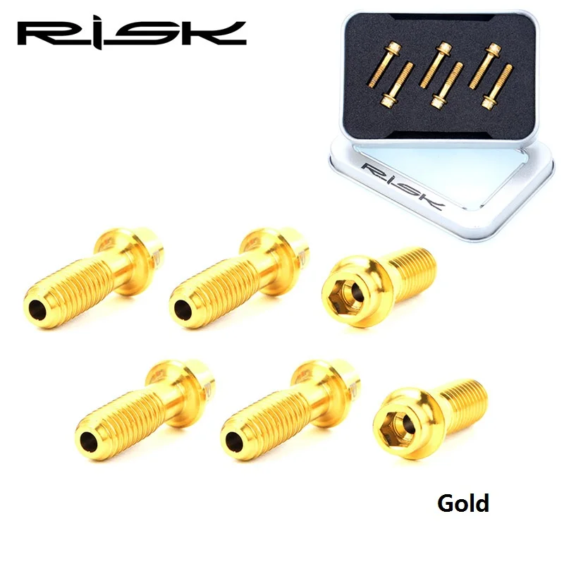 Gold RISK 6 шт. M5* 18 мм титановые SL крепежные болты для руля MTB велосипеда руля TC4 SL винт крепежные детали для велосипеда - Цвет: Gold