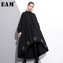 Vestido de primavera con cuello redondo y manga larga, anillo de Metal negro, talla grande, moda, JE29201, 2021