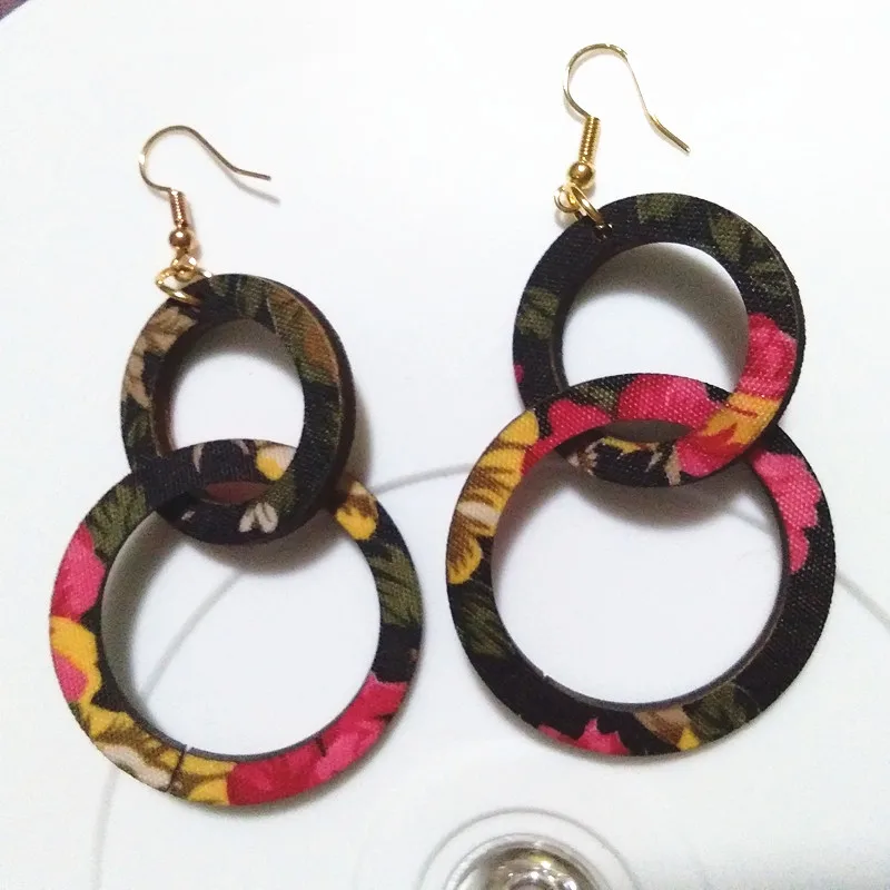 

Wood Love Round Connection Round Drop Earrings Women Drop Earrings Fashion Jewelry Eardrop Personality Hollow Hoop Earrings
