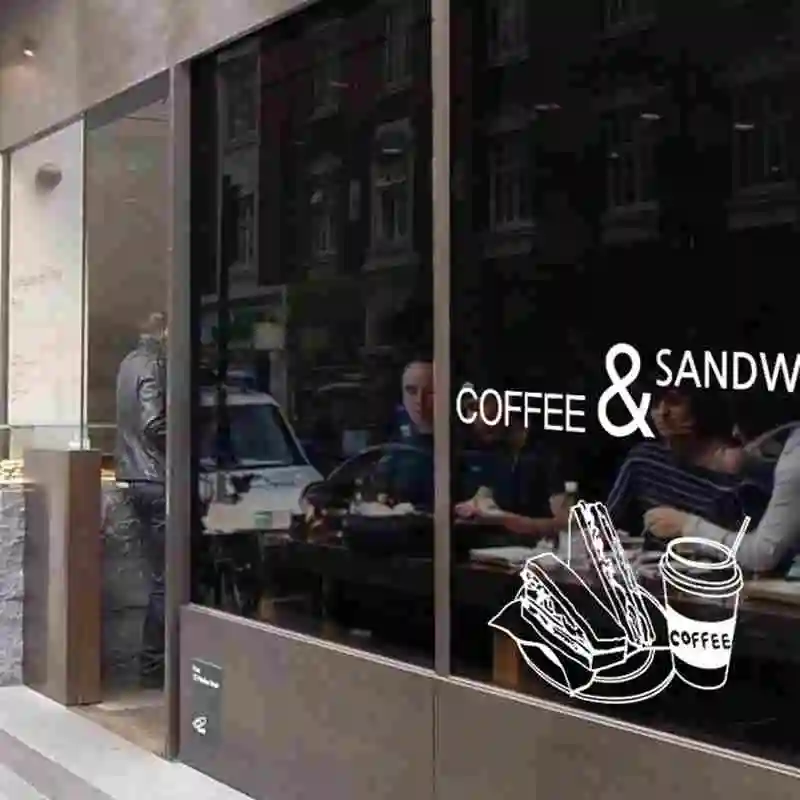 DCTAL Coffee Sticker Food Decal Cafe Poster Vinyl Art Wall Decals Pegatina Quadro Parede Decor Mural Coffee Sticker