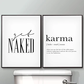 

Get Naked Karma Posters and Prints Toilet Life Quote Modular Wall Art Wall Pictures For Bathroom Modern Home Canvas Painting