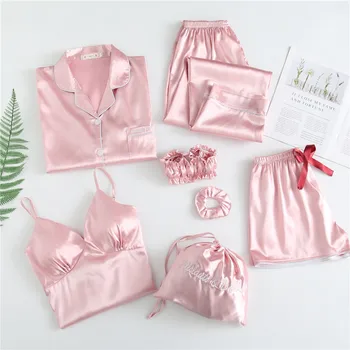 

Good Dream Not with Chest Pad Pajamas Women's Viscose Thin Summer Sexy Camisole Seven Pieces Model Silk Home Wear