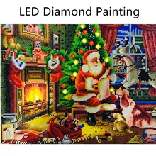 Рождественский дизайн 5d Diy алмазная живопись 40x50 см с рамкой Санта-Клаус Diy художественная вышивка крестиком Стразы круглая полная дрель LED5001