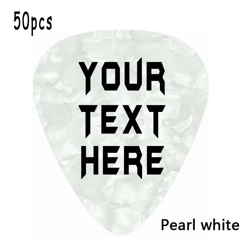 50PCS PACK personalized Add Your Own printed Text Guitar and Bass Pick Customizable Gift  pearl white guitar pick plectrum