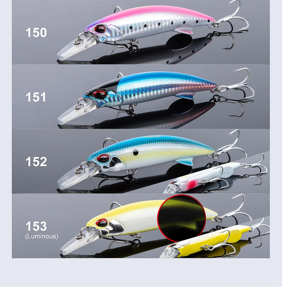 Noeby Heavy Sinking Minnow Angelköder 90 mm 46 g 110 mm 60 g Long Casting Trolling Wobbler Kunstköder Salzwasser-Angelköder – Detail 11