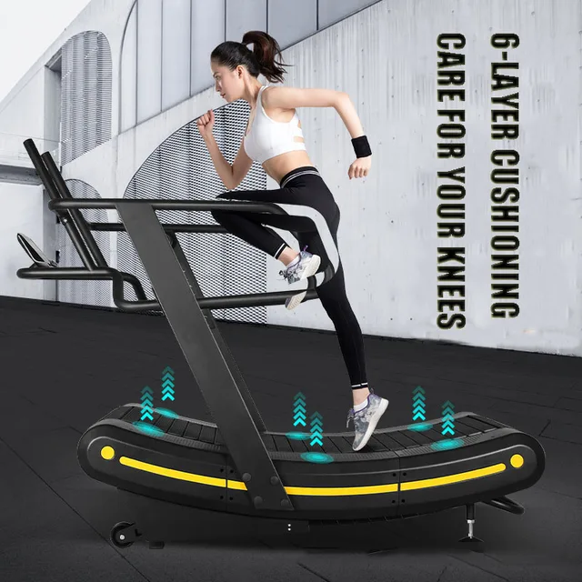 Commercial nonpowered Curved treadmills for gyms Tracked arc mechanical nonassisted treadmill