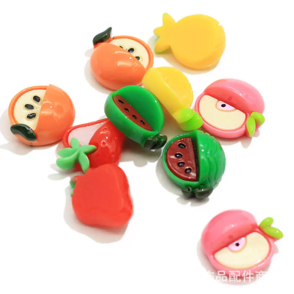 

10pcs Mini Apple Pineapple Strawberry Resin Miniature Food Art Supply Flatback Cabochon DIY Decorative Craft Scrapbooking