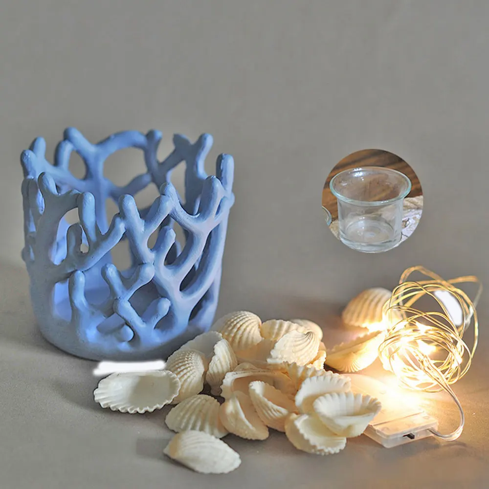 Coral Candlestick Decoration Crafts Light Led Table Lamp for Tea Light Wedding Mixed Colors Candle Holder Decor