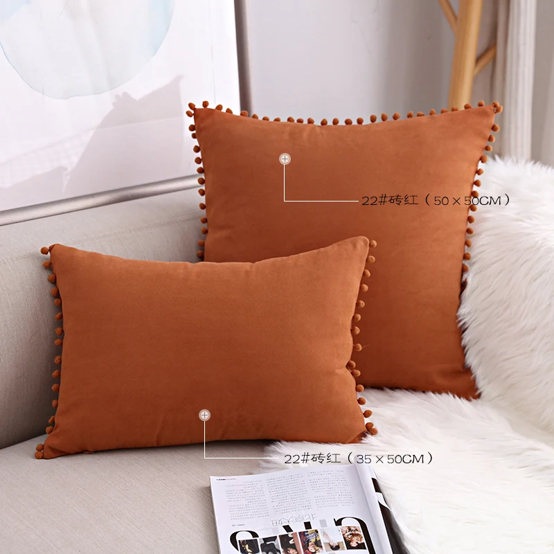 Style22 Cilected сплошная подошва, декоративная наволочка на подушку для дома Спальня диванные подушки Чехол с помпонами диван чехлы на сиденья 30X50 см/50X50 см - Color: Style22