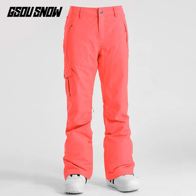 GSOU зимние теплые штаны для сноуборда женские зимние водонепроницаемые ветрозащитные дышащие уличные спортивные костюмы лыжные брюки - Цвет: brick red