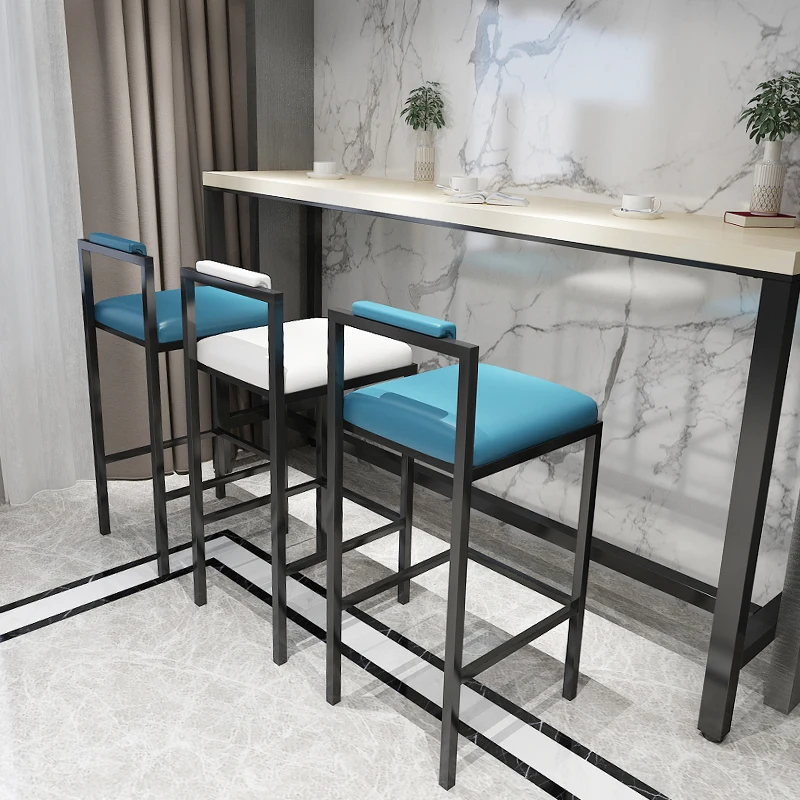 

Nordic Modern Minimalist Bar Stool Bar High Stools Home Wrought Iron Coffee Shop Solid Wood Strip TableFree shipping