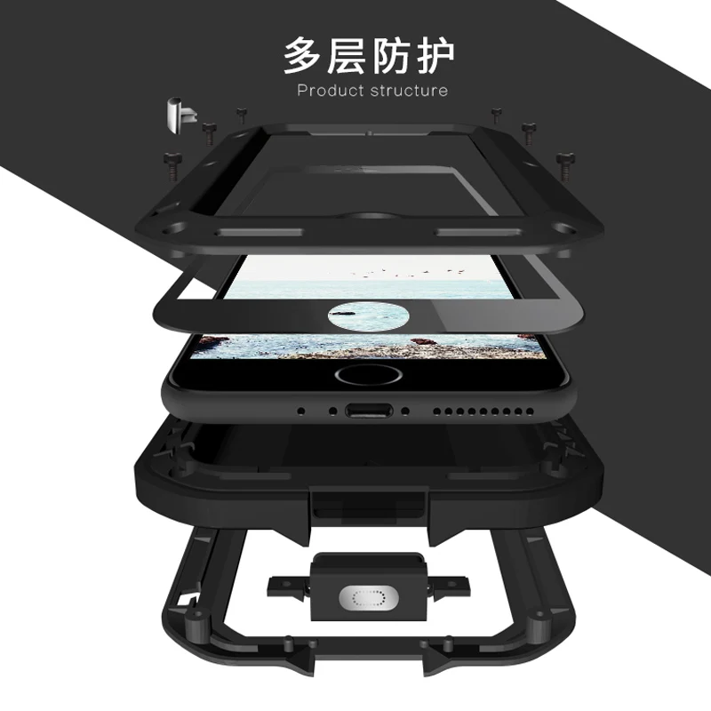 Love Mei для Apple iPhone 7 8 чехол противоударный Gorilla glass экран полный корпус сверхмощный защитный чехол для Apple iPhone 8 Plus чехол