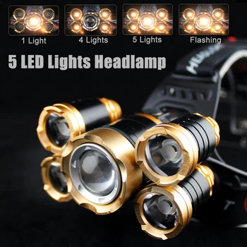 

3000LM 5*LED T6+2R5 LED Headlamp Headlight Rechargeable 18650 Head Lamp Flashlight Torch Lantern Fishing Hunting Headlamp LED