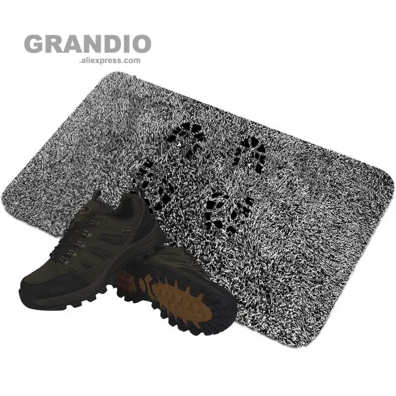 

Shoes Clean Door Mat Entrance Doormat Washable Foldable 40x60cm Black White Absorbent Fiber Rubber Anti-Slip Floor Mat Carpet