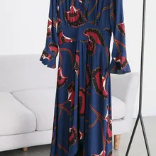 Женское платье вискоза с v-образным вырезом Миди Платье асимметричное платье с воланом