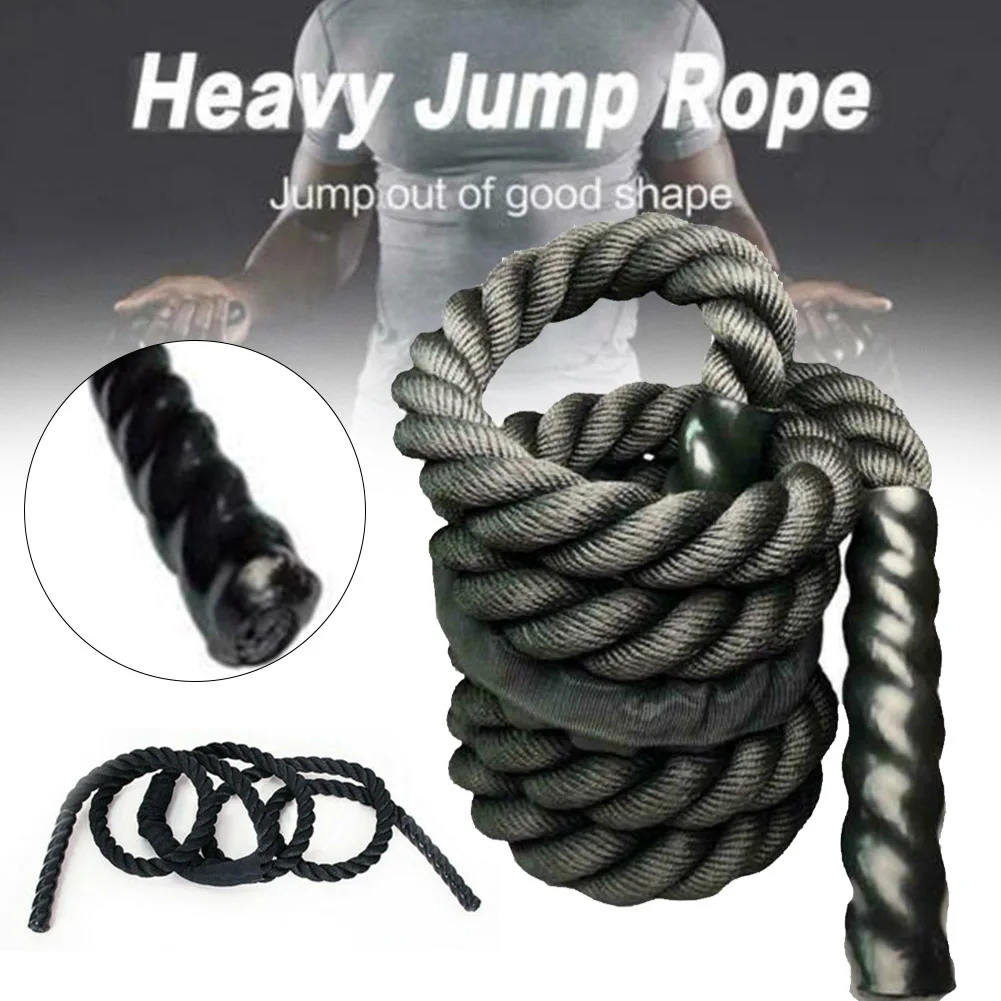 Fitness Weighted Jump Rope 25mm Heavy Battle Skipping Ropes Power Training Multifunction H7JP