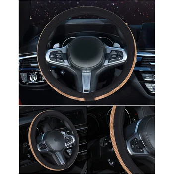 

Thread Steering Wheel Cover Anti-slip Protector For Girls Ladies 1pc PU leather
