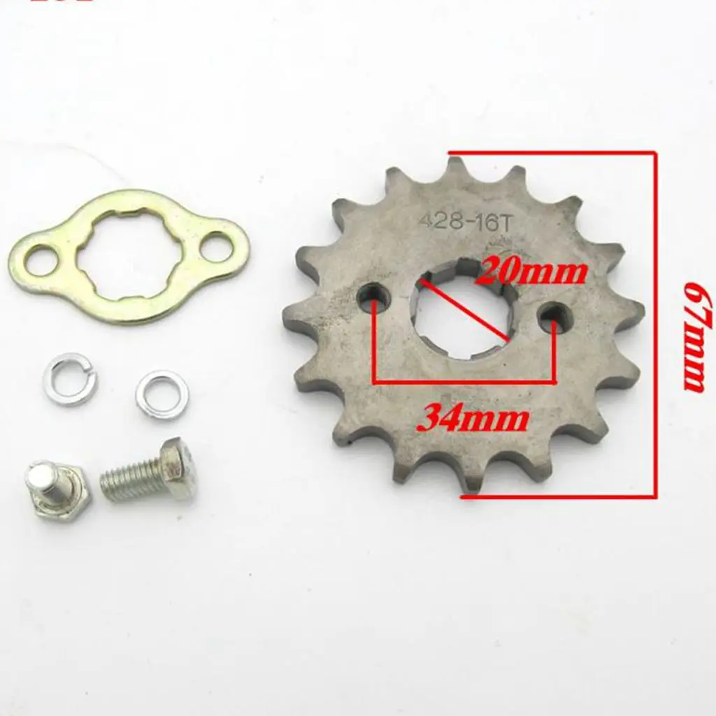 Front Sprocket 428-16T 20mm Shaft for Pit Trail Dirt Bike ATV Quad Motorcycle