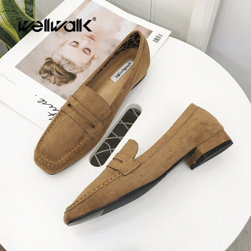 Wellwalk/черные туфли на плоской подошве Женские лоферы Слипоны балетки Женская