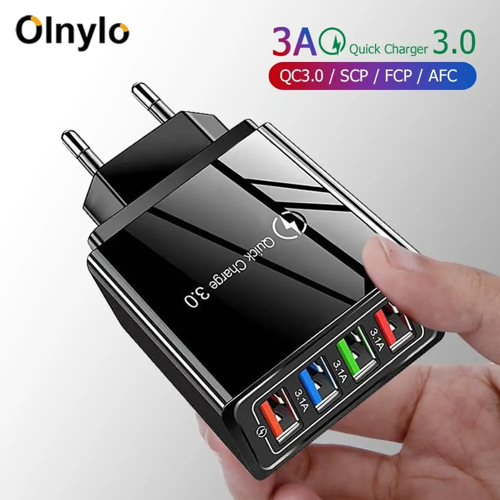 4 Ports USB Charger Quick Charge 3.0 Fast Charging for Xiaomi Mi Note 10 Pro Tablet Portable EU Plug Wall Mobile Charger Adapter|Mobile Phone Chargers| - AliExpress