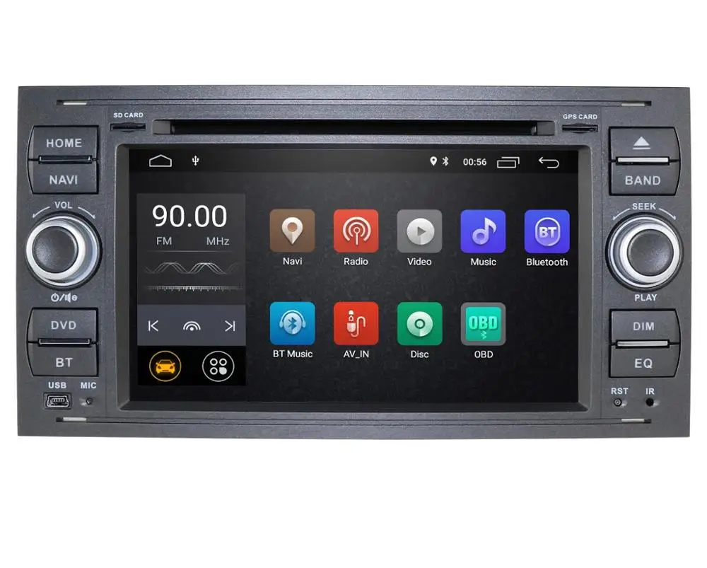 black 4G четырехъядерный Android 9,0 автомобильный аудио gps для FORD FOCUS C-MAX автомобильный dvd-плеер Автомобильный мультимедийный стерео головное устройство 1024*600 2G RAM CD - Цвет: black