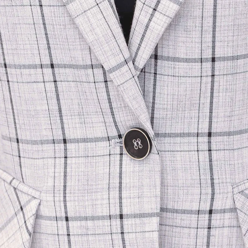 

2019 New Style Autumn Clothing Plaid Suit Jacket Women's Mid-length Casual Western Style Spring And Autumn Fashion Long Sleeve S