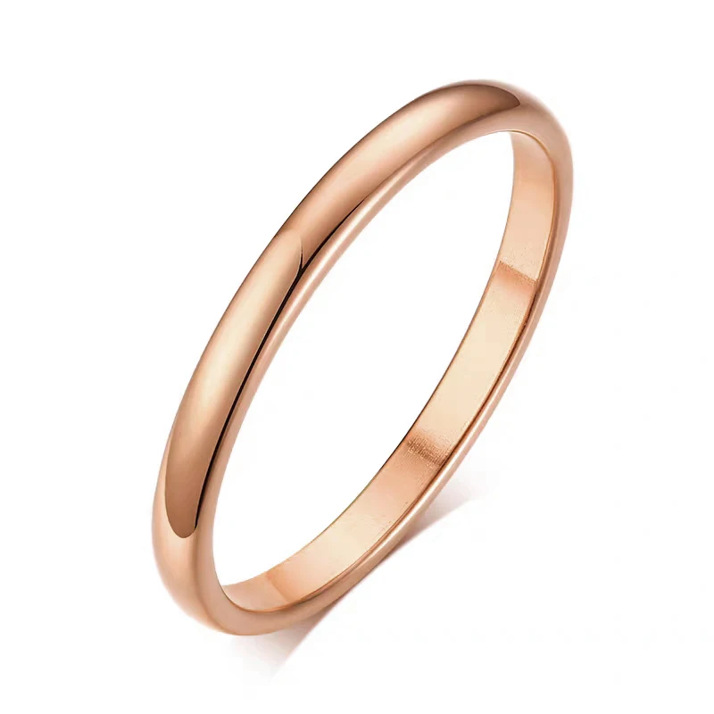 Letdiffery Elegant Golden Stainless Steel Wedding Bands - Smooth Fashion Jewelry