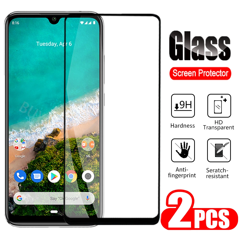 2pcs 9H Protective Tempered Glass For Xiaomi CC9 CC9E A3 A2 Lite A1 Screen Protector for Max 3 2 Mix 2s Y3 S2 | Мобильные телефоны