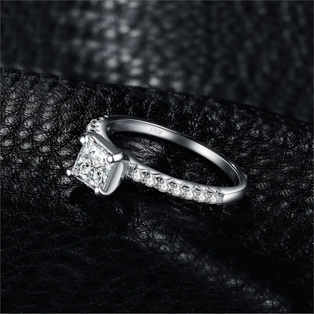 JPalace 1.6ct принцесса срезанное обручальное кольцо 925 пробы серебряные кольца для женское кольцо на юбилей свадебное кольца из серебра 925 пробы, ювелирные изделия