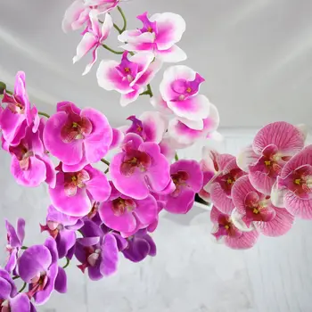 

9 Flower Large Butterfly Orchid Handfeel Plastic 3D Printing Wedding Artificial Flower Imitation Flowers European Style Home Dec