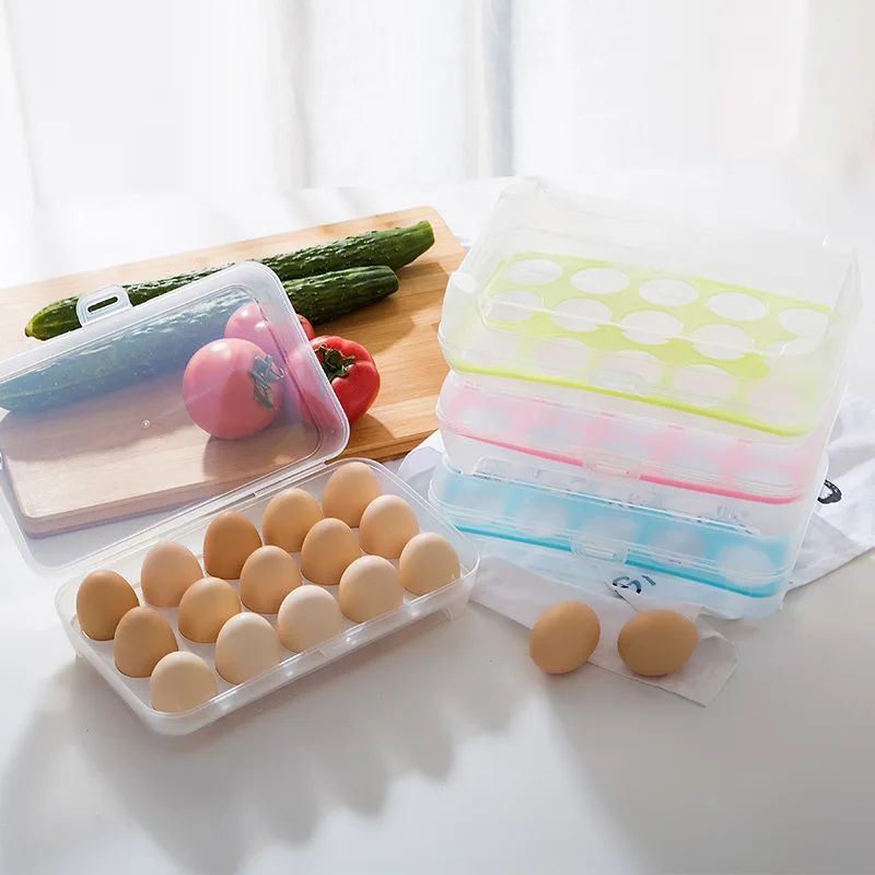 

Fresh-keeping Lids Egg Storage Boxes 15pcs/set Plastic Freshness Layer Portable Depository Crisper Portable Picnic eggs kitchen