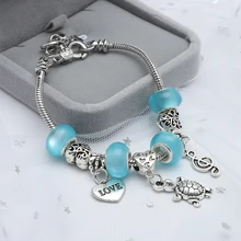 Посеребренная DIY Кнопка браслет Подвеска черепаха любовь Кристалл цепь с 18 мм Кнопка для женщин аксессуары оптом