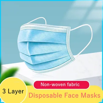 

Disposable face masks 3 Layer Melt-blown Non-woven Fabric Mouth Mask Anti-foaming elastic Earloop Facemask Masks Fast shipping