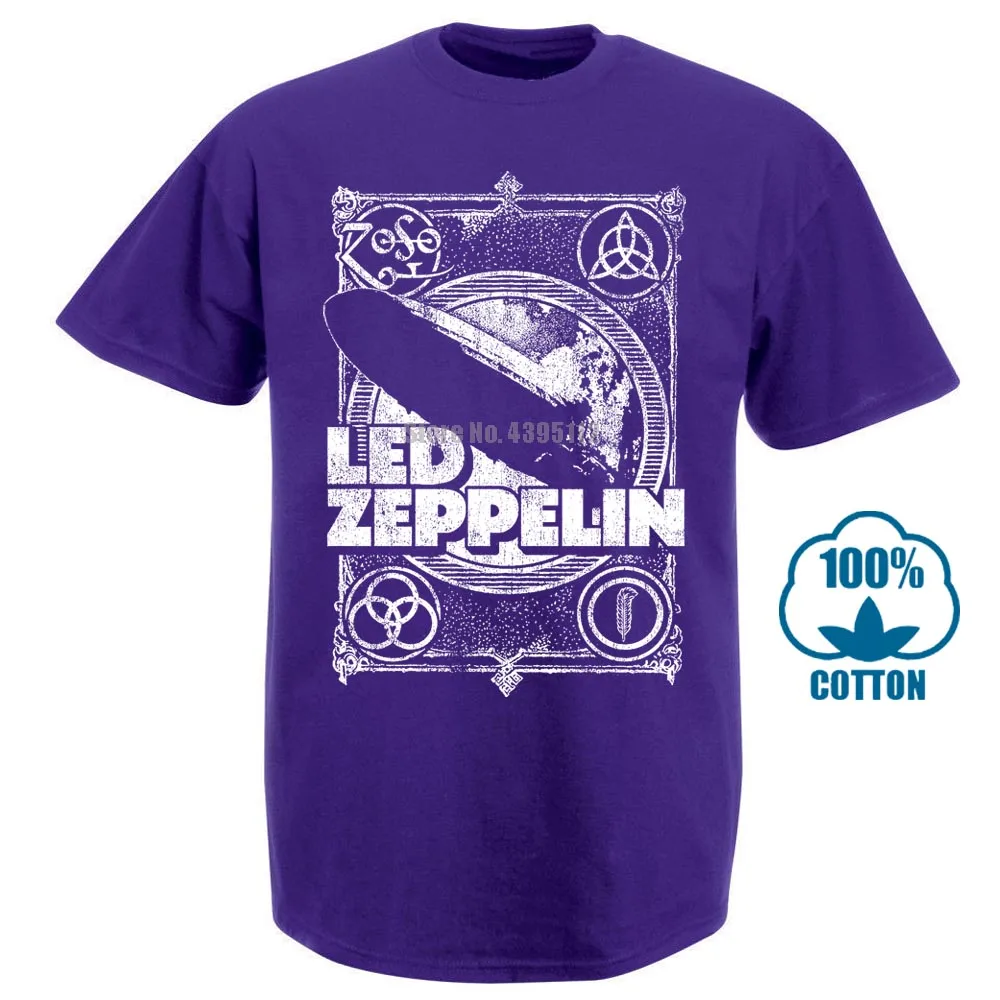 Led Zeppelin 'T Shirt Neu Und Offiziell, Мужская брендовая одежда, высокое качество, модная мужская футболка, хлопок,, 011415 - Цвет: Фиолетовый