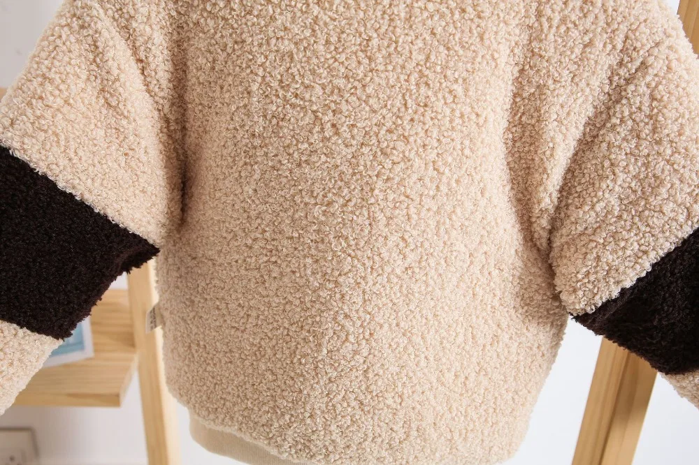 Children's Clothing Embroidery Autumn Winter Thicken Children's Girls Lamb Hair Warm Sweatshirt Girls Clothes Brand Fleece